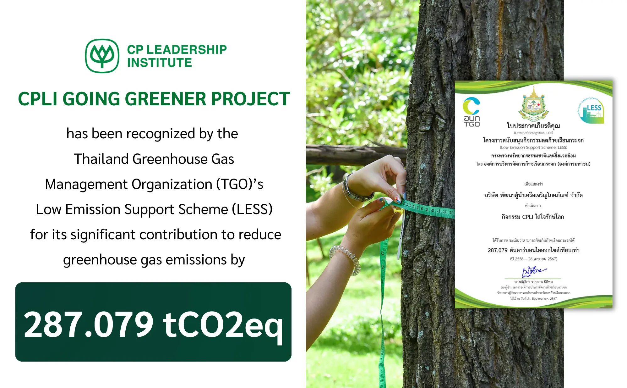 Certificate of Honor from the Greenhouse Gas Reduction Activity Support Project